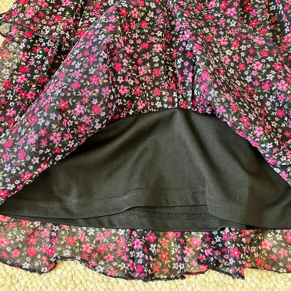 Rachael & Chloe Girls Black Pink Layered Floral PrintsSummer Flared Dress 10 - Picture 8 of 8